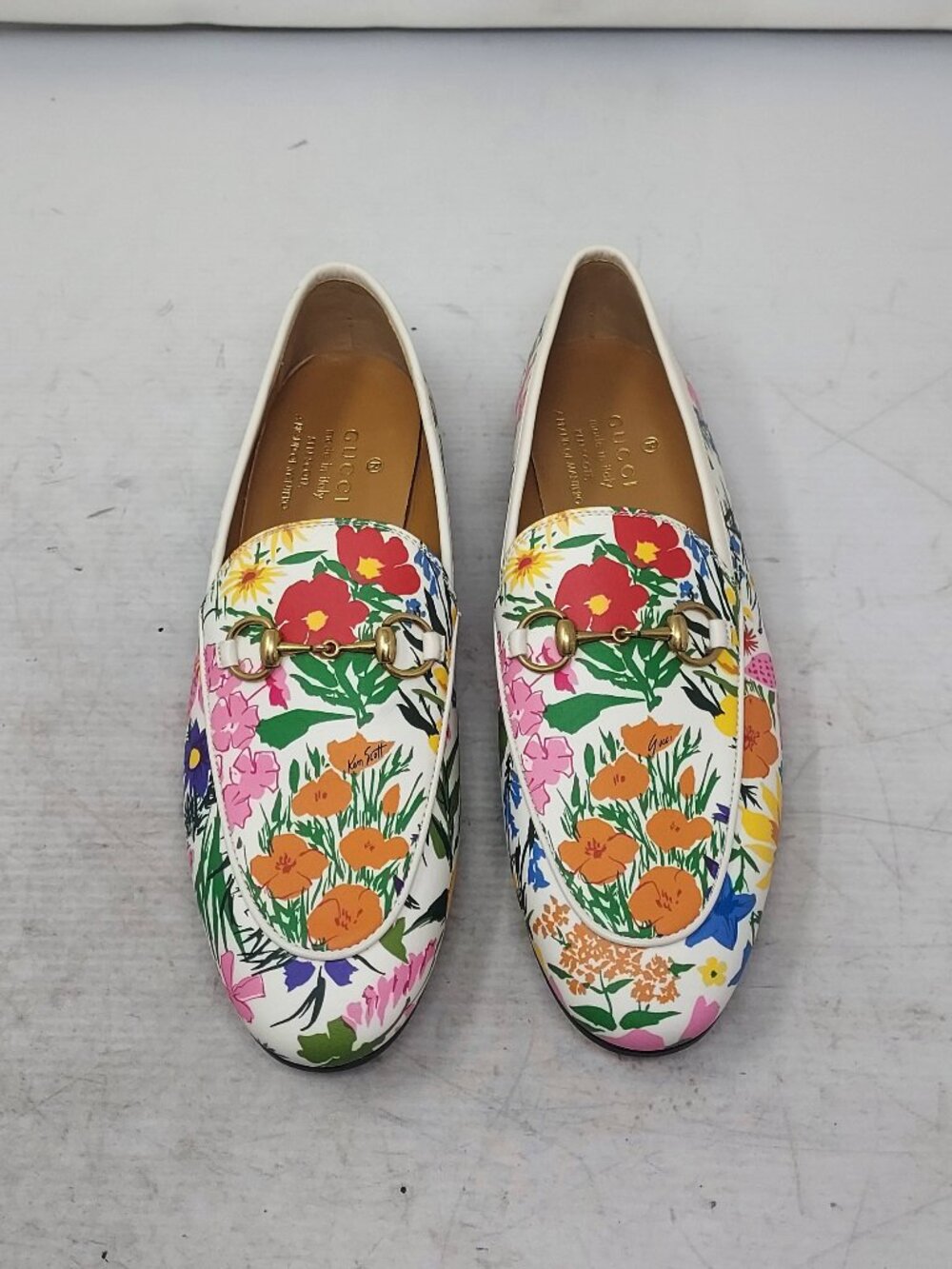 Gucci X KEN SCOTT Jordaan Floral White Horsebit Loafer Shoe